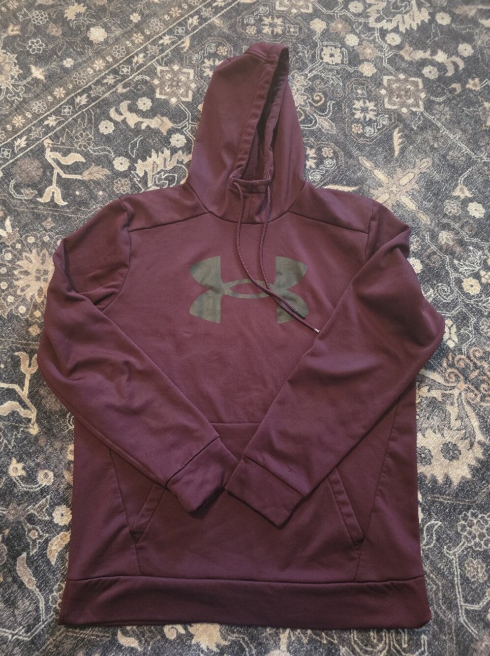 Boys Under Armour Burgundy Hoodie with Dark Logo